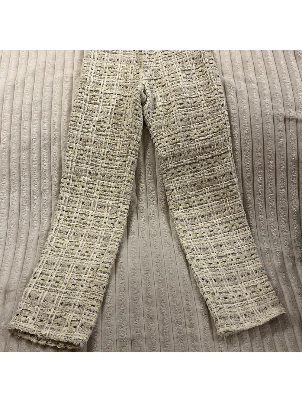 Glowny Chic Tweed Pants Cream Womens Size XS